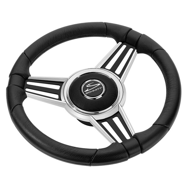 Schmitt Marine PU30 14in Wheel - Chrome Cap, Spoke Inserts - Black Spokes - 3/4in Tapered Shaft PU301404-44 - main
